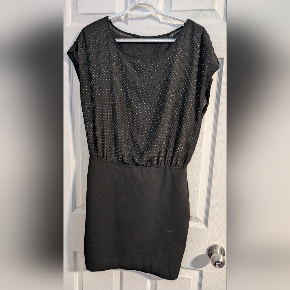 💙 DYNAMITE 💙 Black Mini Dress with Subtle Sparkle and Open back